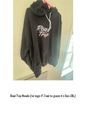 Road Trip Graphic Hoodie - Black with Pink/White Text